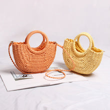 Load image into Gallery viewer, casual candy color rattan women handbags wicker woven lady shoulder crossbody bags summer beach small straw bag bali purses 2020