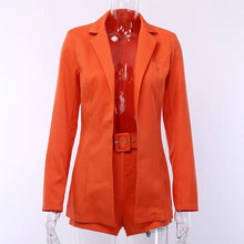 Load image into Gallery viewer, free shipping 2020 joocar women long sleeve two-pcs blazer and shorts ladies fashion belt set JC1363
