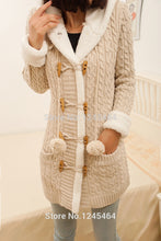 Load image into Gallery viewer, plus size 2014New winter cashmere sweater thick warm hooded sweater coat Korean Slim double-breasted thick knitted long cardigan