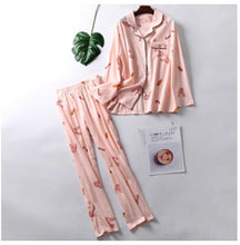 Load image into Gallery viewer, 100 % Cotton Tong Sleeve Shirt Pants 2 Piece/Set Home Sleepwear 2019 aaa
