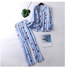 Load image into Gallery viewer, 100 % Cotton Tong Sleeve Shirt Pants 2 Piece/Set Home Sleepwear 2019 aaa
