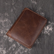 Load image into Gallery viewer, 100% Full Grain Genuine Leather Wallet Mens Card Holder Wallets Personalized Leather Short Wallets For Men Money Bag
