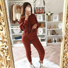 Load image into Gallery viewer, 2020 Autumn  Women's arrival Solid 2 Piece Set Casual Knitted Tracksuit Sportswear Warm Sweater + Long Pants Outfits
