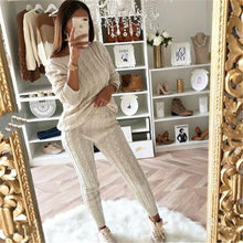 Load image into Gallery viewer, 2020 Autumn  Women's arrival Solid 2 Piece Set Casual Knitted Tracksuit Sportswear Warm Sweater + Long Pants Outfits
