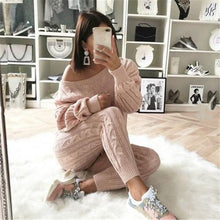 Load image into Gallery viewer, 2020 Autumn  Women's arrival Solid 2 Piece Set Casual Knitted Tracksuit Sportswear Warm Sweater + Long Pants Outfits
