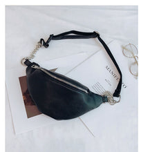 Load image into Gallery viewer, 2020 New Jiulin Womens Waist Bag Fanny Pack PU Bags Belt Purse Small Purse Phone Key Pouch White Black Waist Packs black mini
