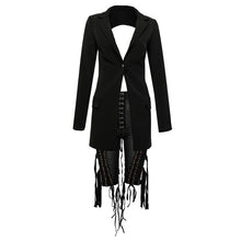 Load image into Gallery viewer, 2020 New Sexy Women's Set Long Sleeve Cutout Jacket and Perspective Mesh Tassel Pants 2 Two Piece Club Celebrity Party Pants Set

