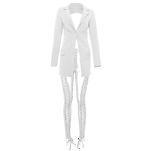 Load image into Gallery viewer, 2020 New Sexy Women's Set Long Sleeve Cutout Jacket and Perspective Mesh Tassel Pants 2 Two Piece Club Celebrity Party Pants Set
