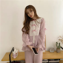 Load image into Gallery viewer, 2020 spring and Autumn New Chinese style lovely and sweet pajamas high grade court lace long sleeve pants home suit
