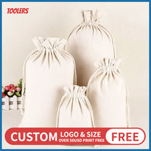 Load image into Gallery viewer, 50PCS Fungus Lace Canvas Drawstring Bag 100 Cotton Eco Friendly Durable Storage Packaging Bags For Rice Tea Cocoa Custom Logo

