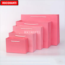 Load image into Gallery viewer, 50X Custom Heavy Kraft Paper Bag Pink Color Christmas Shopping Paper Bag
