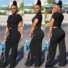 Load image into Gallery viewer, ANJAMANOR Casual Two Piece Set Crop Top and Wide Leg Pants Fall 2019 Sexy 2 Piece Outfits for Women Clothing Set D35-AE71
