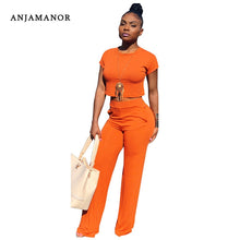 Load image into Gallery viewer, ANJAMANOR Casual Two Piece Set Crop Top and Wide Leg Pants Fall 2019 Sexy 2 Piece Outfits for Women Clothing Set D35-AE71
