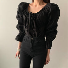 Load image into Gallery viewer, Alien Kitty Chic Pleated High Waist Short Shirts Solid Vintage Office Lady 2020 Streetwear Hot All-Match Retro Brief Blouses
