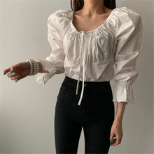 Load image into Gallery viewer, Alien Kitty Chic Pleated High Waist Short Shirts Solid Vintage Office Lady 2020 Streetwear Hot All-Match Retro Brief Blouses
