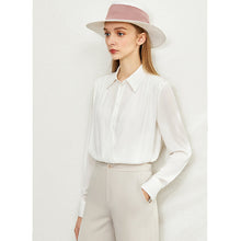 Load image into Gallery viewer, Amii Minimalist Spring Chiffon Blouse Women  Elegant Single-breasted Solid Trun-down Collar Female Shirt Tops 12080016
