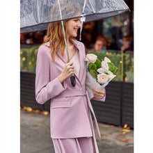 Load image into Gallery viewer, Amii Office Lady Two Piece Set Spring Women Fashion Solid Long Sleeve Lace Up Blazer Wide Leg Pants 11940067
