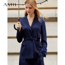 Load image into Gallery viewer, Amii Office Lady Two Piece Set Spring Women Fashion Solid Long Sleeve Lace Up Blazer Wide Leg Pants 11940067
