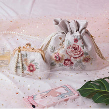 Load image into Gallery viewer, Angelatracy 2019 New Arrival Mori Women Vintage Embroidery Flower Pearl Chain Storage Bag Summer Crossbody String Bag Bucket
