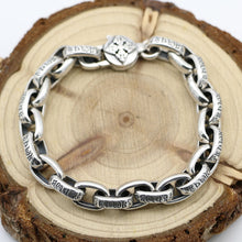 Load image into Gallery viewer, Authentic S925 Sterling Silver Men And Women Retro Thai Silver Six Words Bracelets Fashion People Punk Bracelet
