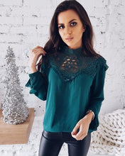 Load image into Gallery viewer, Autumn Women Shirt Lady Elegant Loose Casual Solid Color Lace Hollow Out Long Sleeve Blouse Blouse Top
