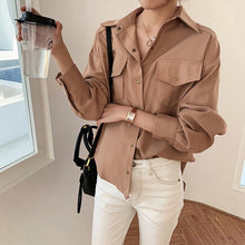 Load image into Gallery viewer, BGTEEVER Office Ladies Blouses Shirts Single-breasted Lapel Female Blouses Tops Plus Size Women White Shirts Femme Blusas 2020

