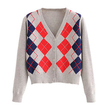 Load image into Gallery viewer, Cardigan Sweater 2020 new women's sweater fashion plaid V-neck cardigan sweater elegant ladies wild Tops sweaters coat
