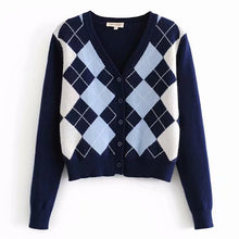 Load image into Gallery viewer, Cardigan Sweater 2020 new women's sweater fashion plaid V-neck cardigan sweater elegant ladies wild Tops sweaters coat
