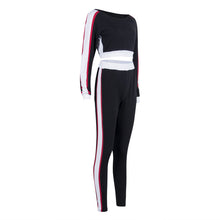 Load image into Gallery viewer, Casual Women Sports Set Long Sleeve Crop Top Pants Outfit Workout Gym Fitness Athletic Workout Clothes Tracksuit
