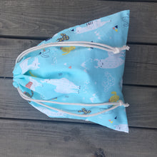 Load image into Gallery viewer, Cotton Twill Drawstring Multi-purpose Bag Party Gift Bag Cactus Animals Alpaca Blue Base YL74
