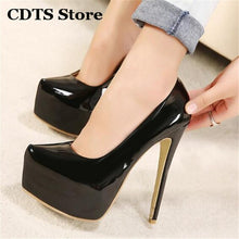 Load image into Gallery viewer, Crossdresser Cộng Với: 35-43 44 Mùa Xuân/Mùa Thu Stiletto 15 cm mỏng cao gót Hộp Đêm sexy bơm phụ nữ của giày cưới zapatos mujer
