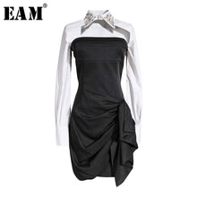 Load image into Gallery viewer, [EAM]  Irregular Split Hollow Out Two Pieces Suit New Lapel Long Sleeve Black Loose Women Fashion Tide Spring Autumn 2020 1W327
