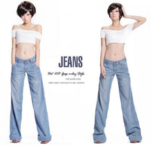 Load image into Gallery viewer, Elegant Women's Wide Leg Denim Pants Trousers Fashion Low Waist Flared Jeans Plus Size Loose Big Boot Cut Bell Bottom Jeans
