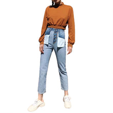 Load image into Gallery viewer, European style 2020 spring new women high waist slim vintage washed jeans, female brand designer casual inside-out denim pants
