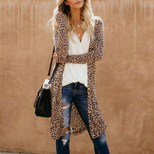 Load image into Gallery viewer, Fashion Spring Autumn New Womens Leopard Kimono Cardigan Open Front Boho Camo Bodycon Long Sleeve Long Slim Sweaters Streetwear
