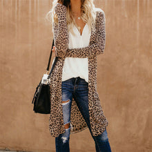 Load image into Gallery viewer, Fashion Spring Autumn New Womens Leopard Kimono Cardigan Open Front Boho Camo Bodycon Long Sleeve Long Slim Sweaters Streetwear
