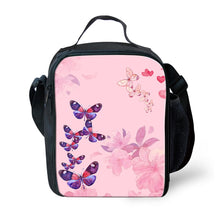 Load image into Gallery viewer, Girls Cute Butterfly Pruple Thermal Lunch Bags Small Lunchbox Insulated Lunchbags Reusable Snack Lancheira Escolar Infantil

