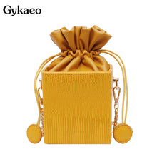 Load image into Gallery viewer, Gykaeo Fashion Drawstring Bucket Women Purses Bags Small Flap Ladies Handbags Box Shape Crossbody Bags For Women 2020 Sac A Main
