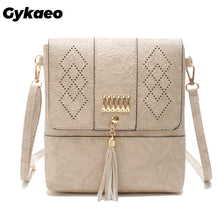 Load image into Gallery viewer, Gykaeo Female Hollow Out Cover Tassel Shoulder Bags Handbags Women Famous Brands Small PU Leather Evening Clutch Crossbody Bags
