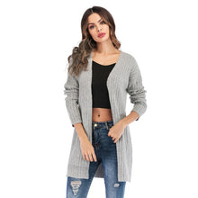 Load image into Gallery viewer, IELGY Autumn and winter new European  American large size women's solid color long knitted cardigan sweater  coat

