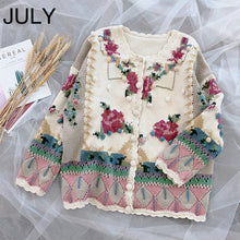 Load image into Gallery viewer, JULY High quality Tide brand lazy wind girl fresh sweet flower embroidery heavy work sweater cardigan coat  Leisure Women
