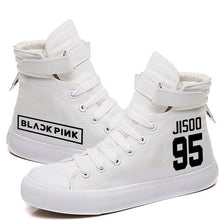 Load image into Gallery viewer, Kpop Blackpink In Giày Chạy Giày Vải Nam Nữ Cao Cấp Phối Ren Thoáng Khí Phẳng Giải Trí Giày Nữ
