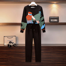 Load image into Gallery viewer, Large Size Women's Suit Autumn Winter Fashion Matching Suit Sweater + Skirt + Wool Pants Two Sets Pullover Cotton Office Lady
