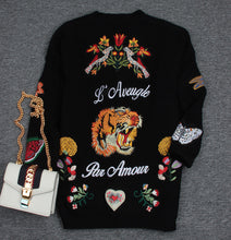 Load image into Gallery viewer, Long Retro Elegant Embroidered Sweater Cardigan Autumn 2016 Female Casual Fashion Women Sweater Coat Embroidered Flowers Tiger
