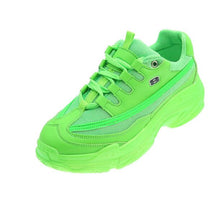 Load image into Gallery viewer, Mềm mại thông thường dày Giày Sneaker nền tảng mùa hè lưới thoáng khí nam nữ đế bằng vàng Giày thể thao nữ Orange 2019
