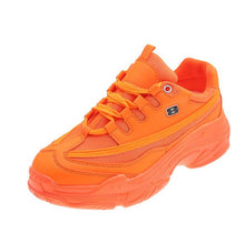 Load image into Gallery viewer, Mềm mại thông thường dày Giày Sneaker nền tảng mùa hè lưới thoáng khí nam nữ đế bằng vàng Giày thể thao nữ Orange 2019

