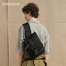 Load image into Gallery viewer, Men Motorcycle bag hip-hop shoulder bag male casual crossbody messenger bag waterproof Oxford chest bag black color 2020 new
