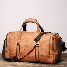 Load image into Gallery viewer, Men's Full Grain Leather Travel Bag Cow Leather Big Travel Duffel Bag Cowhide Weekender Bag Genuine Leather Luggage Bag
