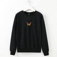 Load image into Gallery viewer, Momoluna Autumn Sweatshirt Women Butterfly embroidery white black gray red Long Sleeve Pullovers Ladies Casual Tops Hoodies

