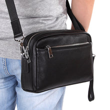Load image into Gallery viewer, New Brand Men Genuine Leather Messenger Bag Business 8 Inch Laptop Shoulder Bag Black Male Clutch Fashion Soft Man Handbag J50
